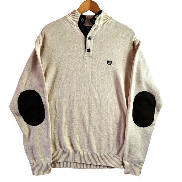 Chaps | Sweaters | Nwt Chaps Button Mock Elbow Patch Pullover Sweater Mens  Size Medium | Poshmark